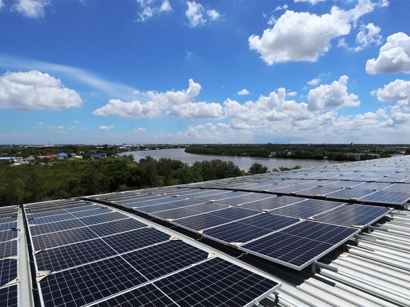 Monocrystalline solar panels installed on a rooftop.