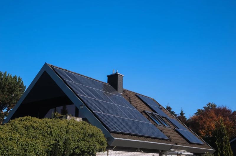 Gable woof with solar panels