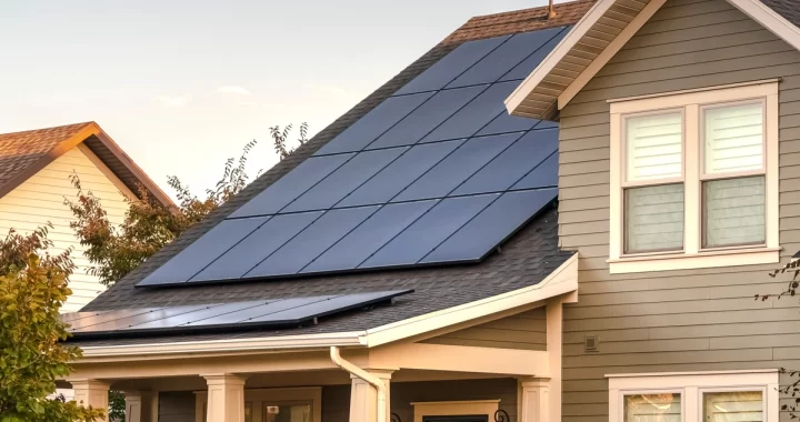 single family house with new solar panels