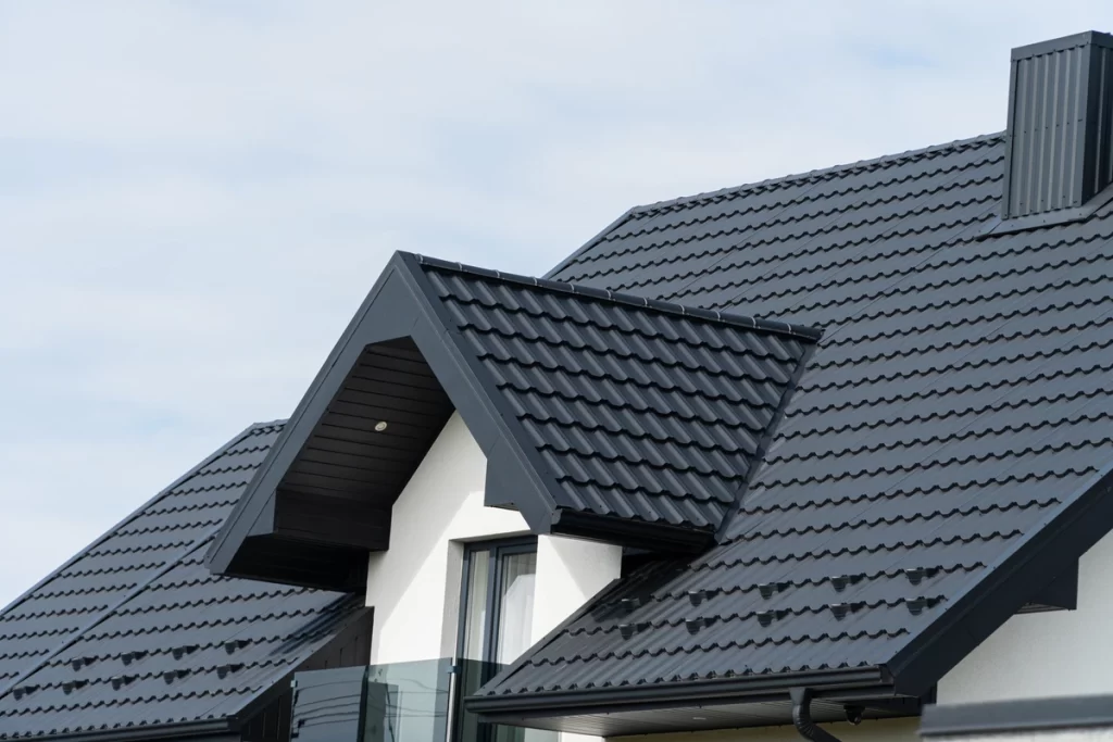 black metal tile roof and dormer