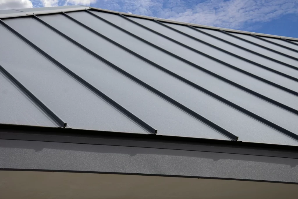 close up to standing seam metal roof