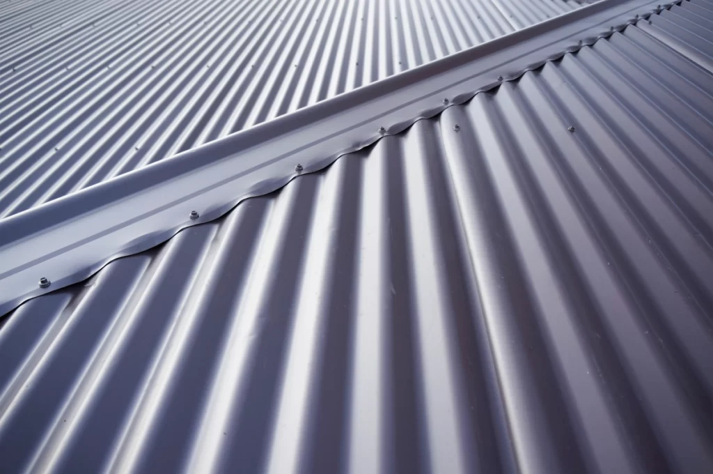 close up corrugated metal roofing