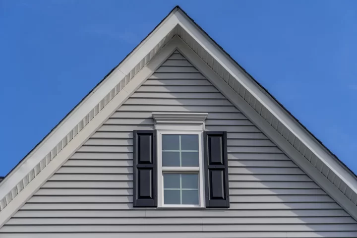 front of a gable roof