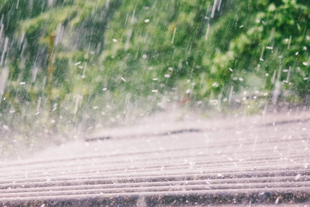 hail falling on roof