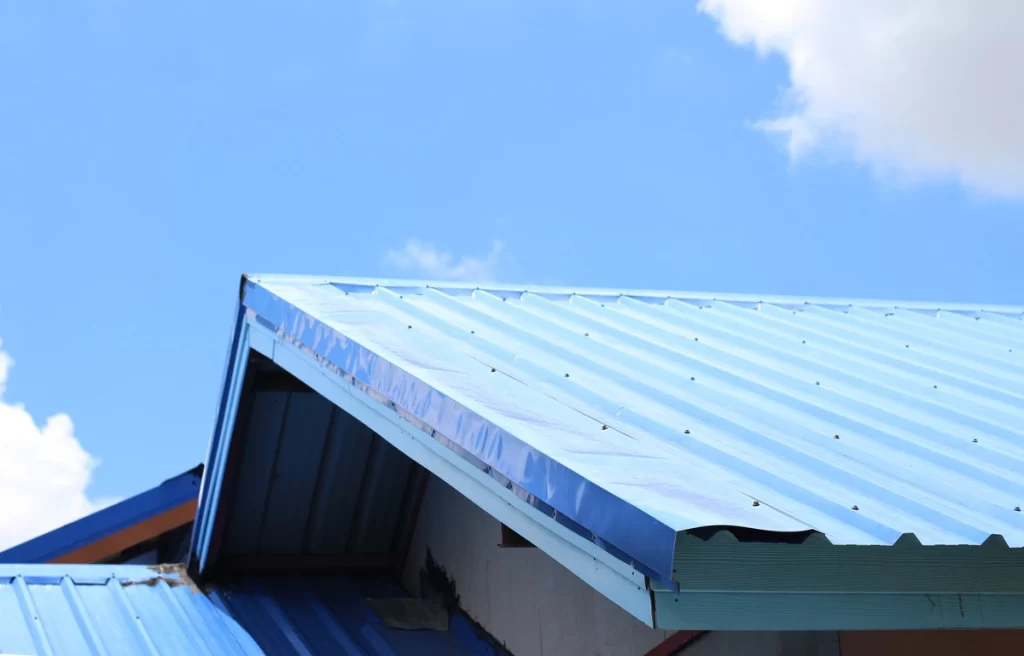 metal roof and blue sky