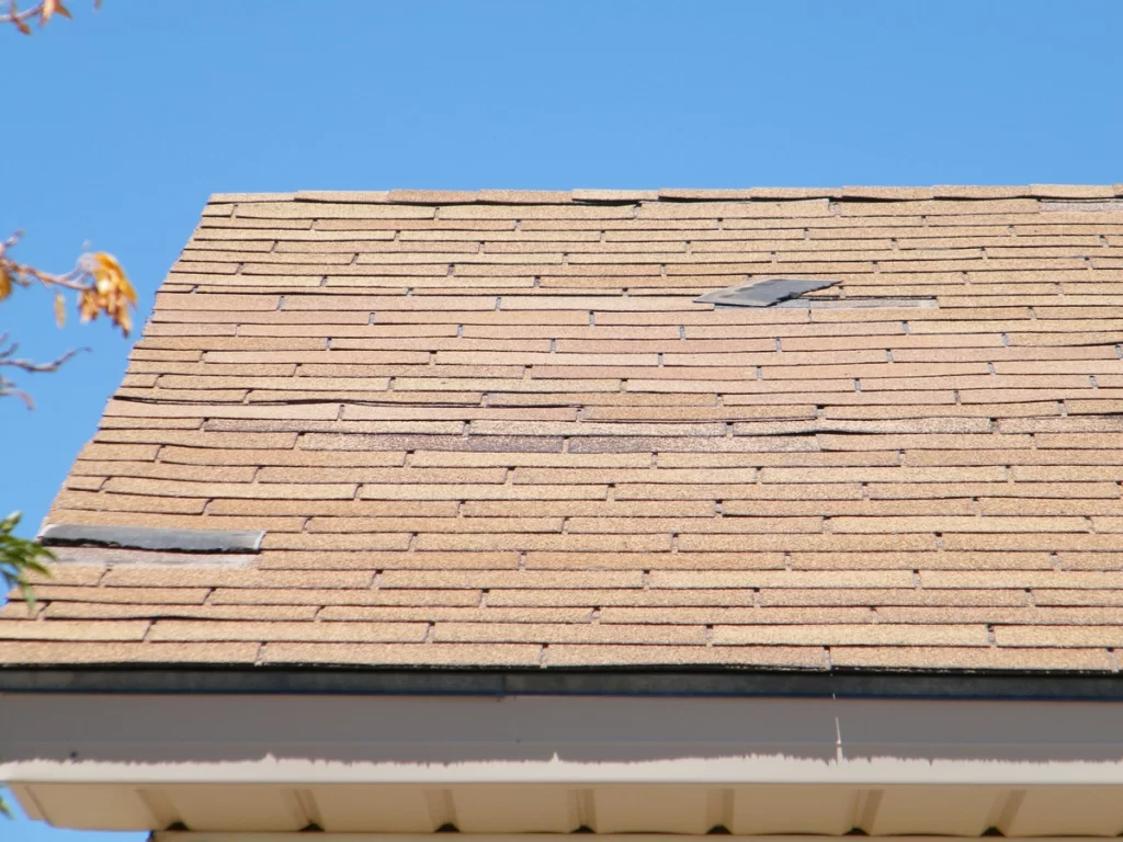roof with missing shingles