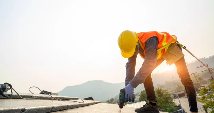 roofer and sunrise