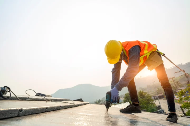 roofer and sunrise