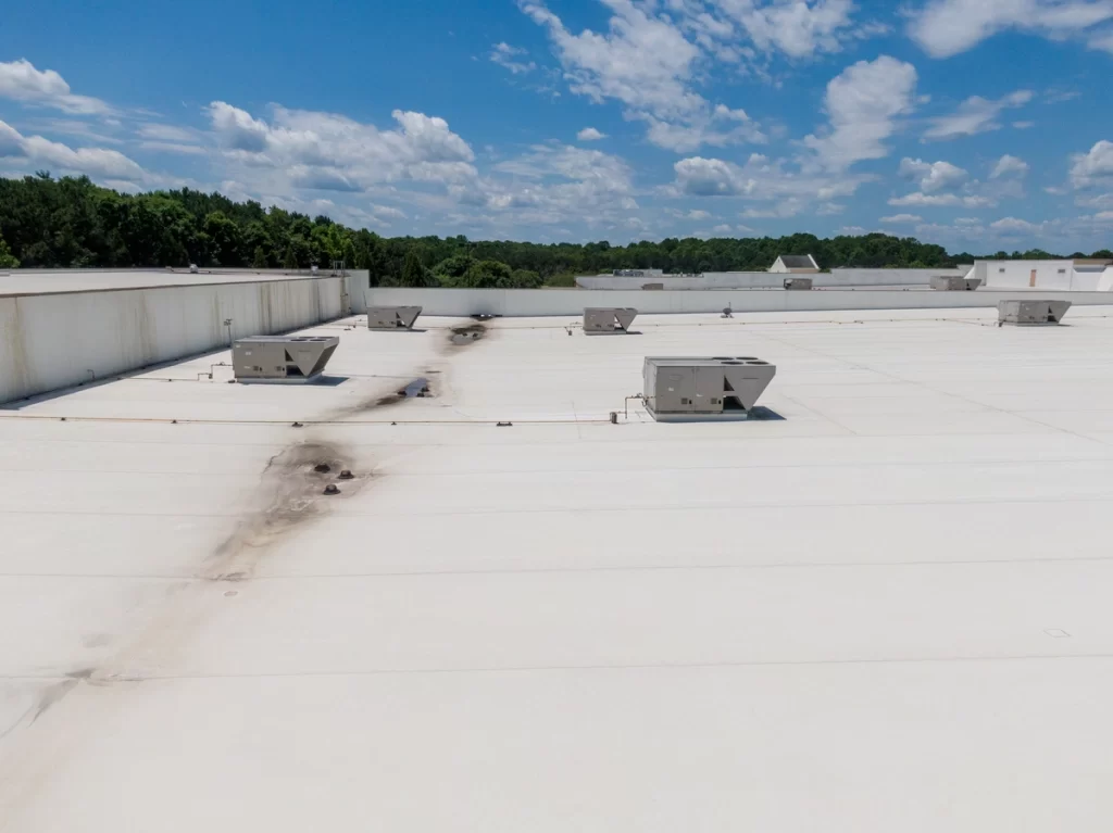 stained TPO roof