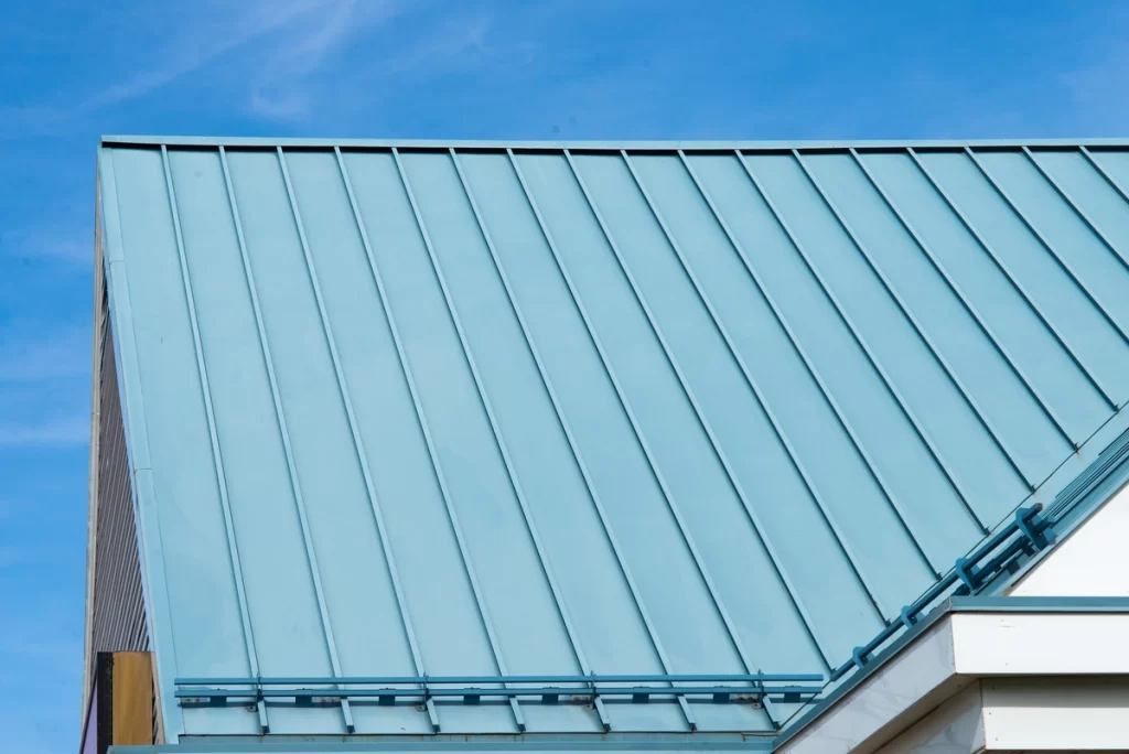 closeup of durable standing seam metal roof 